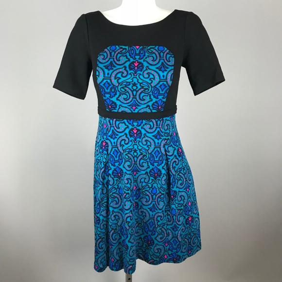 black and blue illusion dress